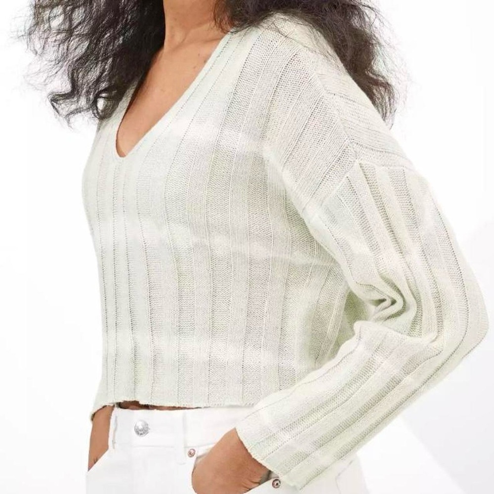 AE Tie-Dye V-Neck Sweater - Mint